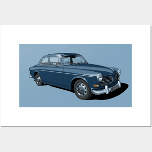 Volvo Amazon in dark blue Posters and Art